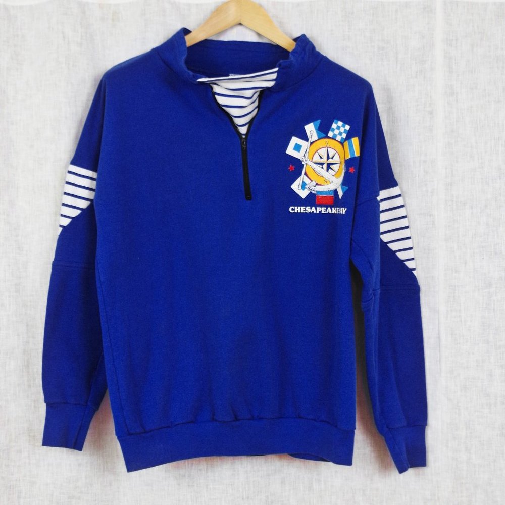 Vintage USA Made Chesapeake Bay Nautical Themed Sweatshirt Medium